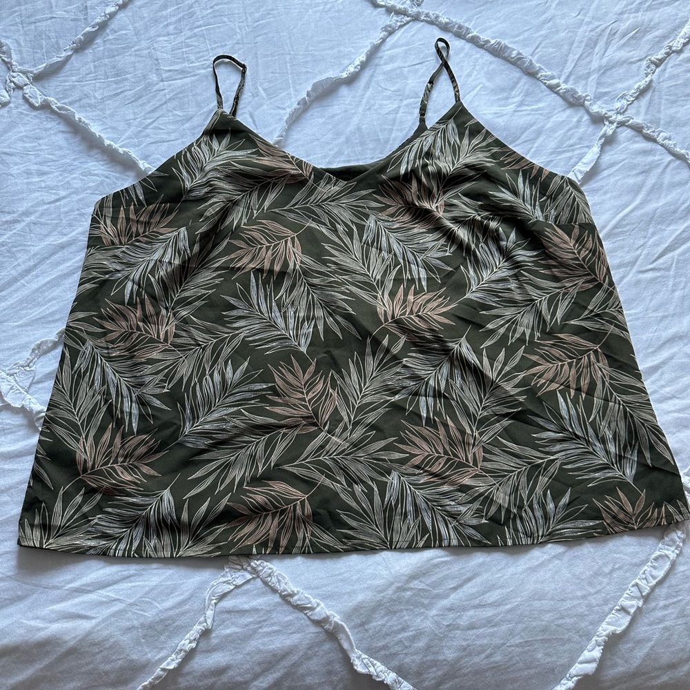 Leaf Print Green Cami Top